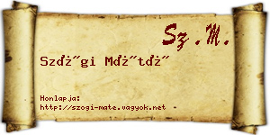 Szögi Máté névjegykártya